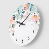 Roze en groene Floral Border Grote Klok (Hoek)