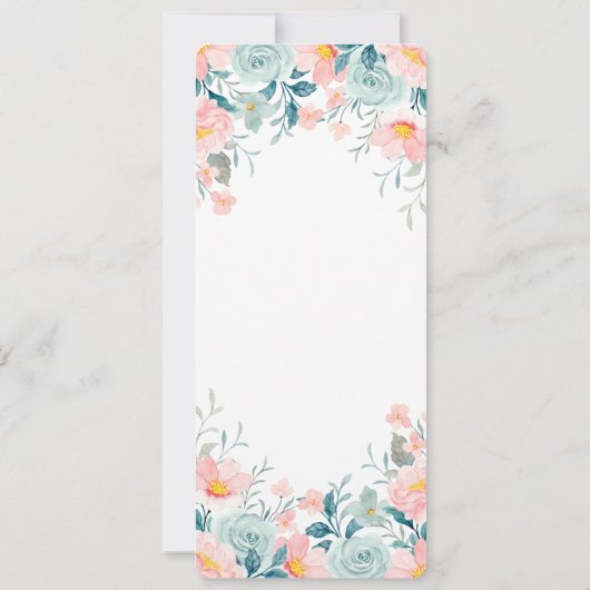 Roze en groene Floral Border Kaart (Achterkant)