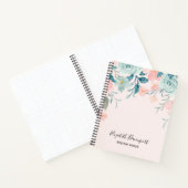 Roze en groene Floral Border Notitieboek (Binnen)