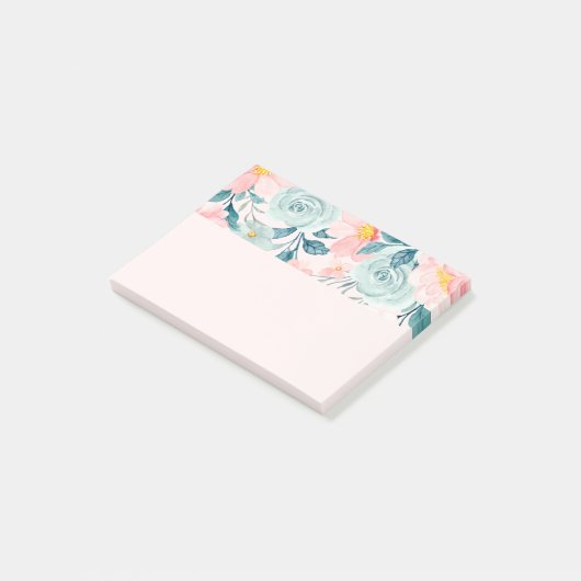 Roze en groene Floral Border Post-it® Notes (Schuin)
