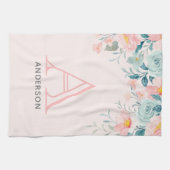 Roze en groene Floral Border Theedoek (Horizontaal)