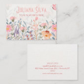 Roze en groene Floral Butterfly Visitekaartje (Voorkant / Achterkant)