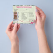 Roze en groene Floral Dog Grooming Report Kaart (Hand)