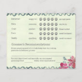 Roze en groene Floral Dog Grooming Report Kaart (Achterkant)