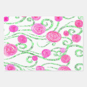 Roze en groene Floral Inpakpapier Vel (Voorkant 2)