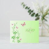 Roze en groene Floral met Butterflies Antwoord Kaa Kaart (Staand voorkant)