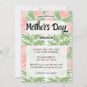Roze en groene Floral Moederdag Brunch Uitnodiging (Voorkant)