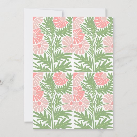 Roze en groene Floral Moederdag Brunch Uitnodiging (Achterkant)