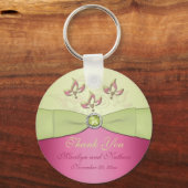 Roze en groene Floral Monogrammed Sleutelhanger (Voorkant)