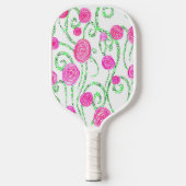 Roze en groene Floral Pickleball Paddle (Voorkant)