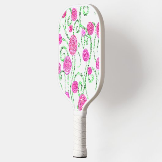 Roze en groene Floral Pickleball Paddle (Links)