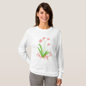 Roze en groene Floral T-shirt (Voorkant volledig)
