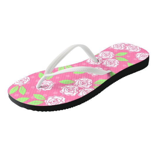 Roze en groene Floral Teenslippers (Schuin)