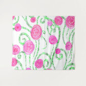 Roze en groene Floral Wandkleed (Voorkant (horizontaal))