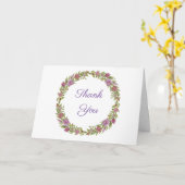 Roze en groene Floral Wreath Dank u Kaart (Gele Bloem)