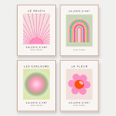 Roze en groene galerij Wall Boho Trendy Gallery Muurkunst Sets