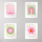 Roze en groene galerij Wall Boho Trendy Gallery Muurkunst Sets (Voorkant)