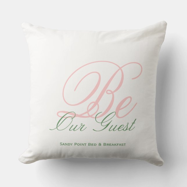 Roze en groene gastpiloot kussen (Voorkant)