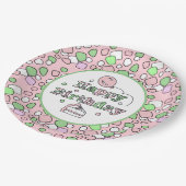 Roze en groene gelukkige dag papieren bordje (Gekanteld)