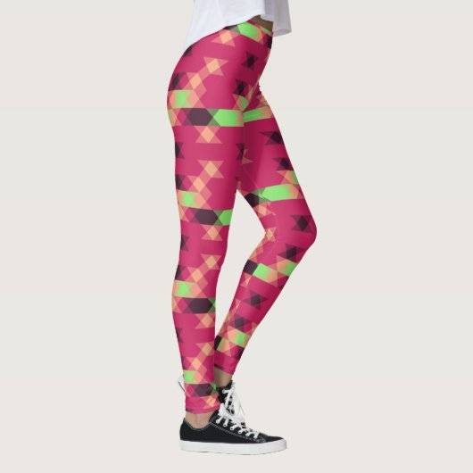 roze en groene geometrische leggings (Rechts)