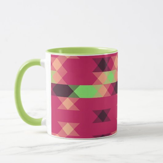 roze en groene geometrische mok (Links)