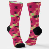 roze en groene geometrische sokken (Gebogen)