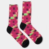 roze en groene geometrische sokken (Rechts)