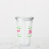 Roze en Groene Gepersonaliseerde Meisjesweek Acryl Drinkbeker (Rechts)