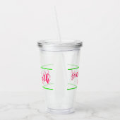 Roze en Groene Gepersonaliseerde Meisjesweek Acryl Drinkbeker (Links)