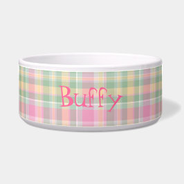 Roze en groene geplakt, aangepaste dog Bowl Voerbakje