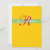 Roze en Groene Gerber Daisy Wedding Uitnodiging (Achterkant)