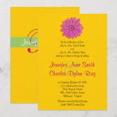 Roze en Groene Gerber Daisy Wedding Uitnodiging (Voorkant / Achterkant)