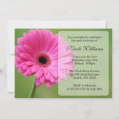 Roze en Groene Gerbera Daisy Birthday Party Kaart (Voorkant)