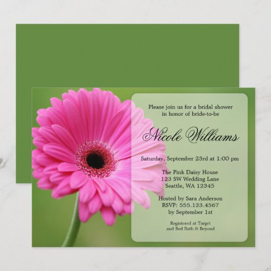 Roze en Groene Gerbera Daisy Vrijgezellenfeest Kaart (Voorkant / Achterkant)