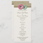 Roze en groene Gerbera Daisy Wedding Program Programmakaart (Voorkant / Achterkant)
