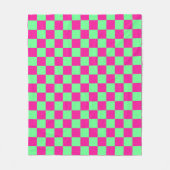 Roze en groene geruite print fleece deken (Voorkant)