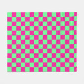 Roze en groene geruite print fleece deken (Voorkant (Horizontaal))