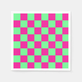 Roze en groene geruite print servet
