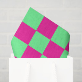 Roze en groene geruite print tissuepapier