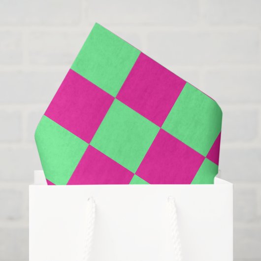 Roze en groene geruite print tissuepapier (Cadeauzakje)