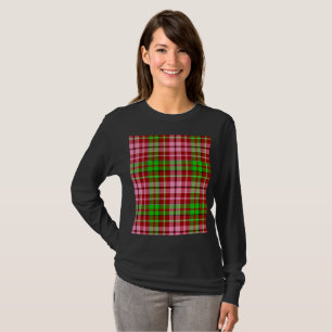 Roze en groene geruite tartan rood t-shirt