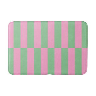 Roze en groene gestreepte geometrische patroon badmat