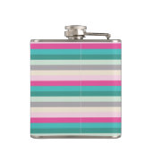 Roze en groene gestreepte monogram heupfles (Achterkant)