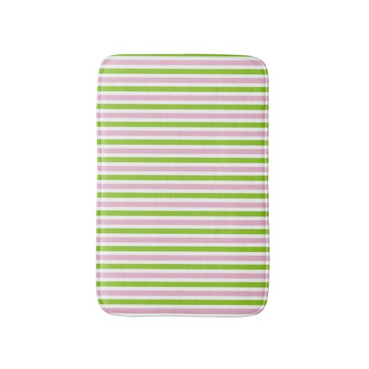 Roze en groene gestreepte veerkleuren badmat (Voorkant Verticaal)