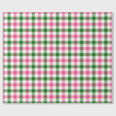 Roze en Groene Gingham Cadeaupapier (Vlak)