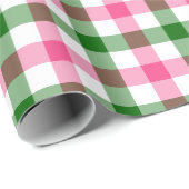 Roze en Groene Gingham Cadeaupapier (Rol Hoek)