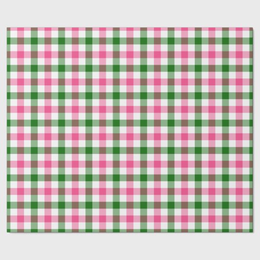 Roze en Groene Gingham Cadeaupapier (Zoom)