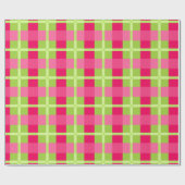 Roze en Groene Gingham Pattern Cadeaupapier (Vlak)