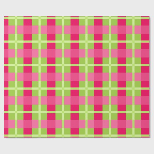 Roze en Groene Gingham Pattern Cadeaupapier (Vlak)