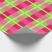 Roze en Groene Gingham Pattern Cadeaupapier (Hoek)